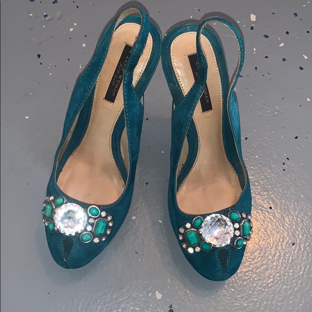 Turquoise Zara heels with jewels